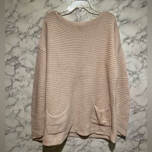 VINCE CAMUTO Tunic Sweater Rib-Knit Boat Neck Long Sleeve Pale Pink L